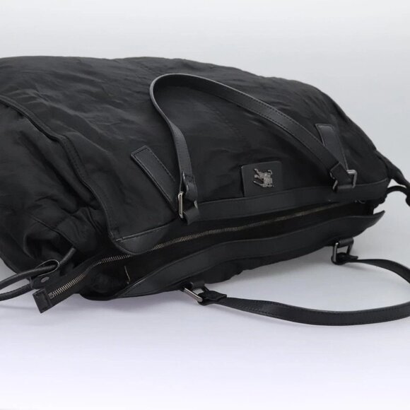 BURBERRY Nova Check Tote Bag Nylon Black Silver Auth ep7664 - Picture 7 of 16